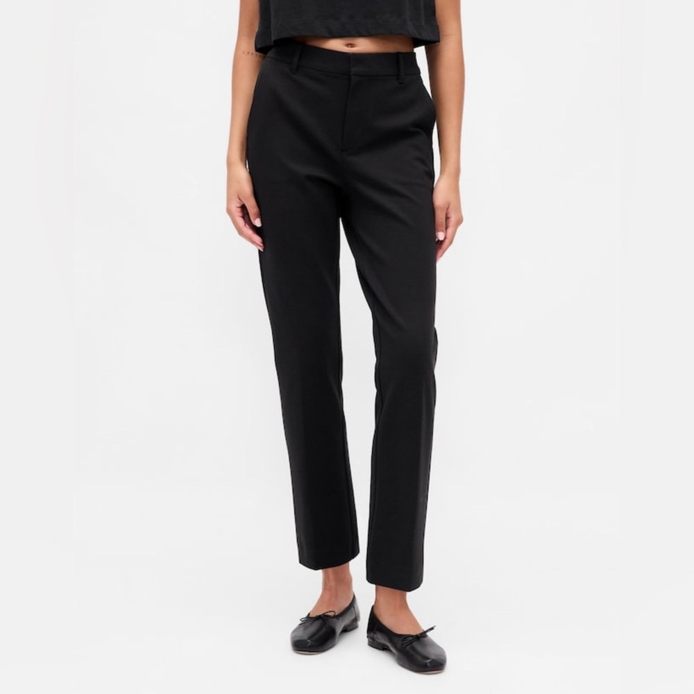 High Rise Double Knit Slim Crop Pants